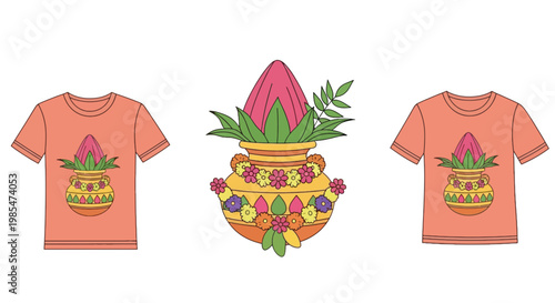 T shirts with floral design pattern.