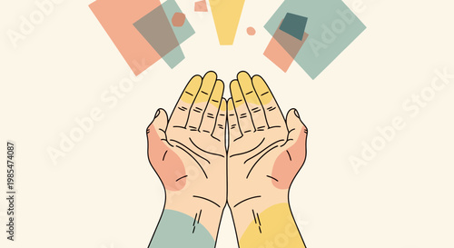 Hands Cupped Together Holding Puzzle Pieces.