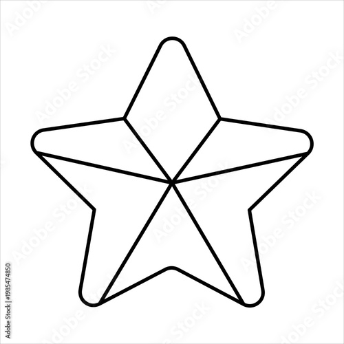 A simple, clean, black and white line drawing of a five-pointed star with rounded tips and internal lines connecting the points to the center.