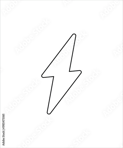 Electric lightning bolt icon representing energy power and electricity concept in clean modern outline vector illustration.
