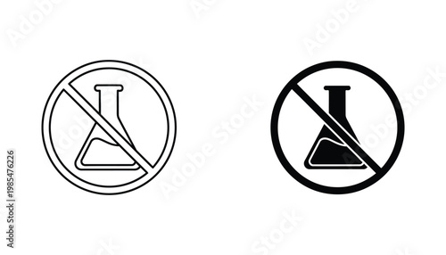 No Chemicals Sign Lab Flask Crossed Out Commercial Use
