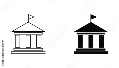 Government Building Icon Fiscal Pillar Structure Financial Institution Symbol