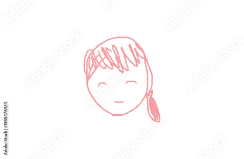 Hand-drawn mother face illustration, pink monochrome sketch, cute soft feminine style