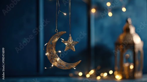 Ramadan crescent moon and star hanging decoration
