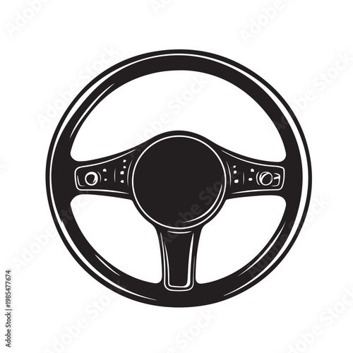 Steering Wheel, Automobile, machine, drive symbols, Steering Wheel silhouette.