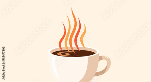 A steaming cup of coffee with rising wisps of heat, creating a comforting and inviting visual representation of a hot beverage