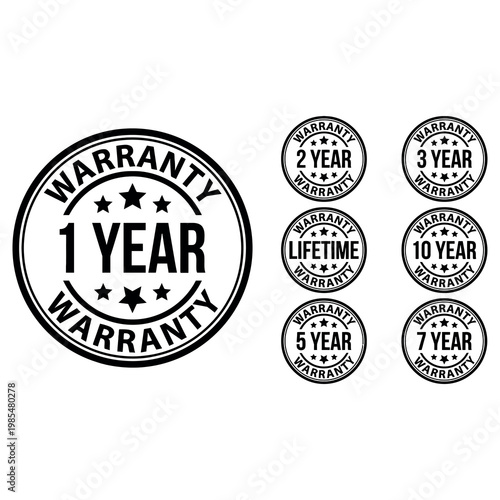 Warranty stamps with various years guarantee