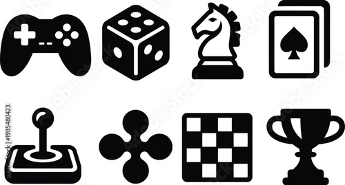Gaming and recreation icons a collection of diverse game related symbols