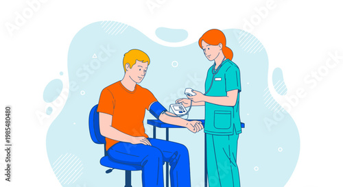 Medical, healthcare, vector illustration, doctor, nurse, patient, blood test, medical professional, healthcare worker