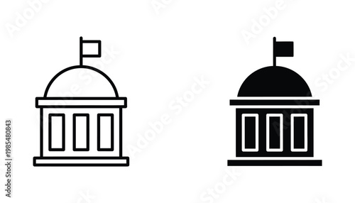 Government Building Icon Civic Structure Symbol Governmental Authority Emblem