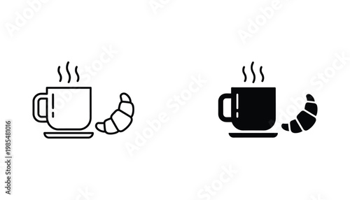 Coffee Cup Croissant Breakfast Icon Representing Morning Meal