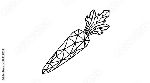 Geometric Carrot Line Art | Garden Vegetable Logo | Polygonal Root Vegetable Illustration 