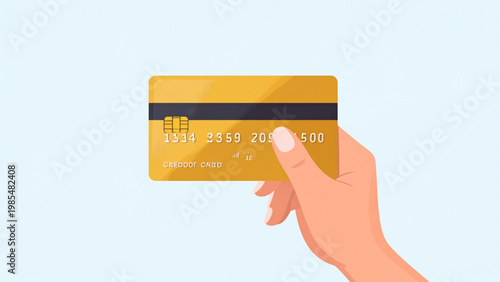 Hand Holding Credit Card Vector Illustration in Flat Design