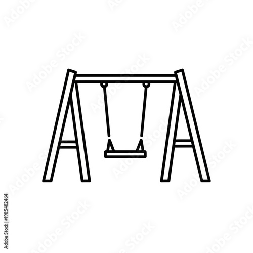 Playground Swing Set Icon Children Park Equipment Minimal Vector Illustration