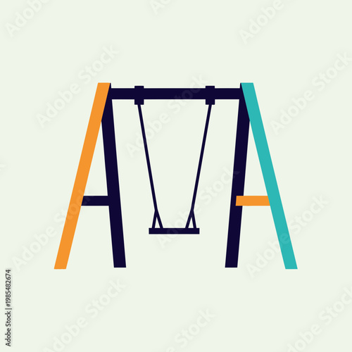 Playground Swing Set Icon Children Park Equipment Minimal Vector Illustration