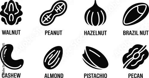 Variety of nuts walnut peanut hazelnut brazil nut cashew almond pistachio pecan