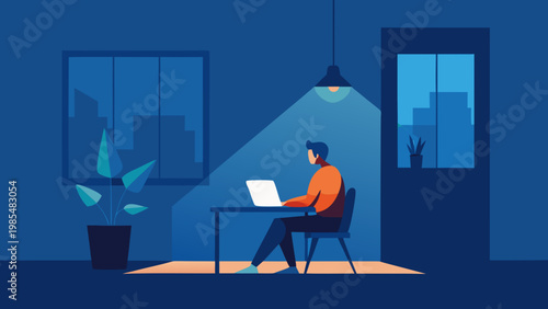 Remote Work Home Office Vector