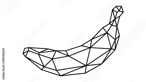 Geometric Banana Line Art | Modern Minimalist Fruit Logo | Polygonal Tropical Fruit Illustration by Gemini AI