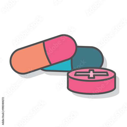 オレンジやブルーのカラフルなベクターイラスト主線あり