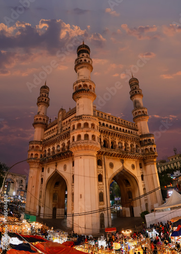 Charminar landmark in Hyderabad India at twilight