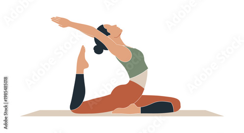Mindful woman practicing advanced yoga pose, demonstrating flexibility and balance on a mat, promoting wellness and healthy lifestyle through exercise