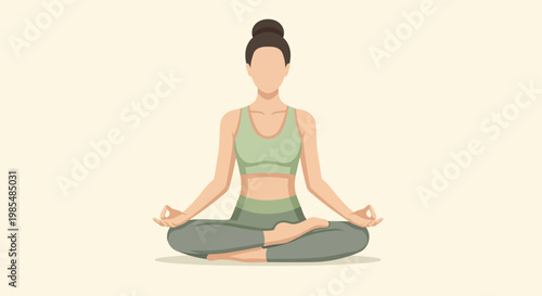 Woman Meditating in Lotus Pose, Practicing Yoga for Relaxation and Mindfulness