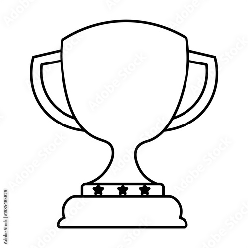 Simple outline drawing of a classic championship trophy cup with handles and a decorative base featuring three stars.