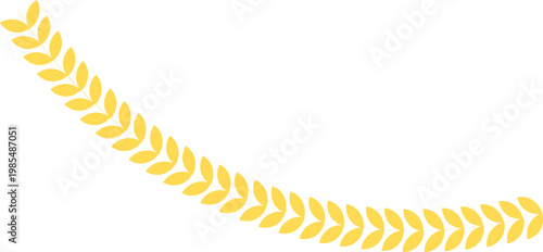 아래로 완만하게 굽은 곡선 형태의 노란색 월계수 가지 플랫 벡터