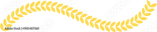 물결 모양의 부드러운 곡선을 그리는 노란색 월계수 가지 플랫 벡터