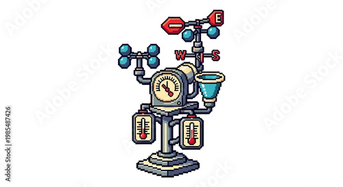 Detailed Weather Station Instrument Collection Illustration.