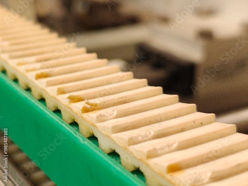 Detail of a damaged part of a conveyor for movement on a machine.