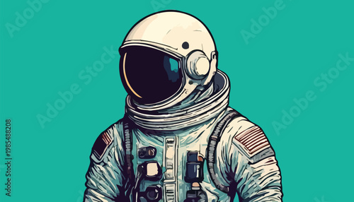 Detailed Illustration of an Astronaut in Space Suit.