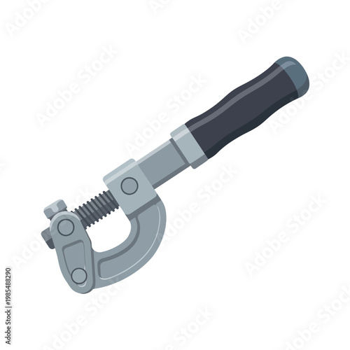 C-clamp tool isolated on white background, workshop equipment for carpentry and metalworking