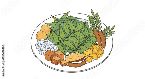 Variety of food on a plate.