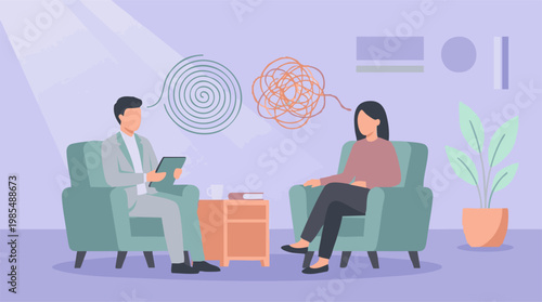 Mental health support: Therapist guiding woman through tangled emotions