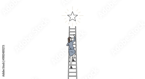 Man on a ladder reaching star.