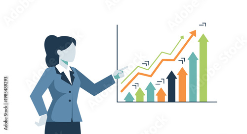 Businesswoman presenting data on graph chart.