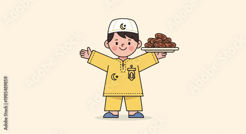 Boy Holding Chocolate Cake Dessert.