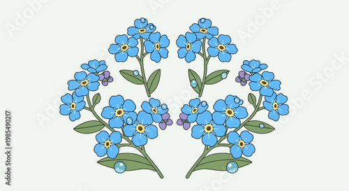 Forget me not blue flowers bunch.