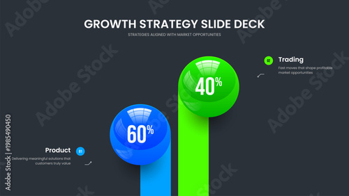 Visual Solution Two Step Graph Slideshow Template. Consulting Campaign Slide Design Vector Illustration. Business Innovation 2 Element Diagram Frame Layout.