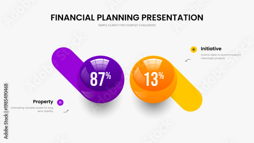 Minimal Campaign 2 Option Diagram Slideshow Layout. Digital Solution Presentation Template Vector Illustration. Modern Performance Two Step Infographic Slide Design.