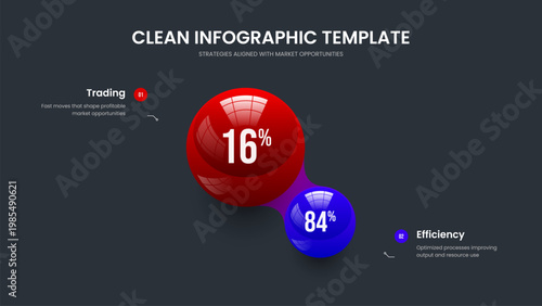 Modern Review 2 Step Chart Slide Template. Creative Innovation Frame Layout Vector Illustration. Visual Report Two Option Diagram Slideshow Design.