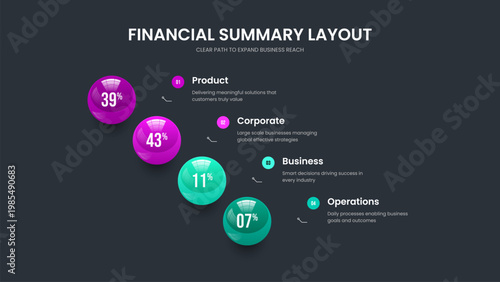 Visual Introduction Frame Layout Vector Illustration. Creative Innovation Four Step Chart Presentation Template. Marketing Performance 4 Option Diagram Slideshow Design.