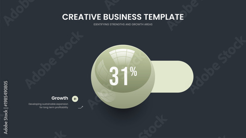 Simple Showcase One Step Chart Presentation Design. Product Portfolio Frame Layout Vector Illustration. Colorful Briefing 1 Element Infographic Slide Template.