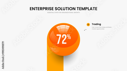 Clean Report Presentation Template Vector Illustration. Visual Launch 1 Step Graph Frame Design. Elegant Campaign One Option Chart Slide Layout.