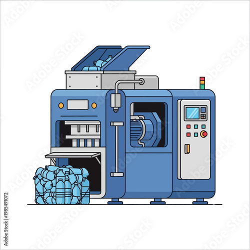 Plastic Bottle Recycling Machine Producing Bales of Recycled Material