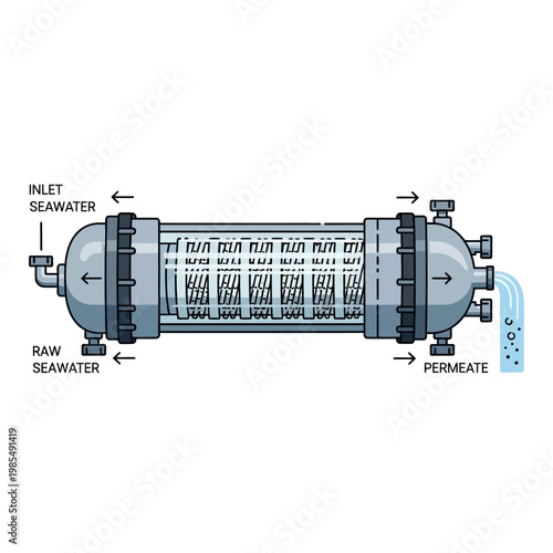 Reverse Osmosis Water Filtration System Diagram - Seawater Desalination