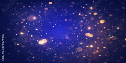 Abstract a mesmerizing deep blue backdrop is illuminated by a cascade of twinkling lights. The bokeh effect adds depth and visual appeal, with a play of warm golden hues against the cool indigo.