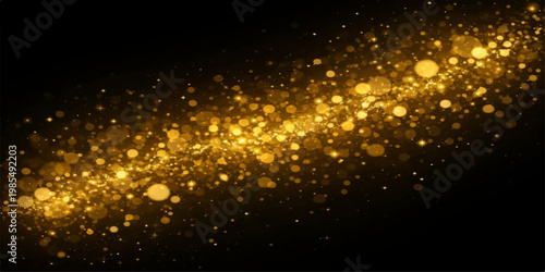 Abstract golden sparkles illuminate the darkness, creating a captivating visual effect.