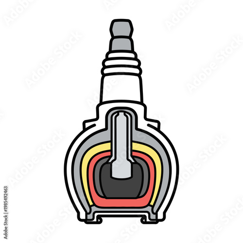Automotive Spark Plug Cutaway - Internal Components and Structure